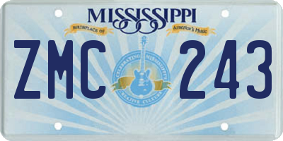 MS license plate ZMC243