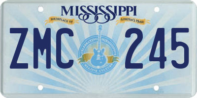 MS license plate ZMC245