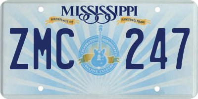 MS license plate ZMC247
