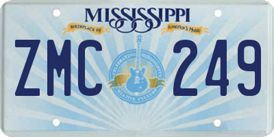 MS license plate ZMC249
