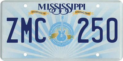 MS license plate ZMC250