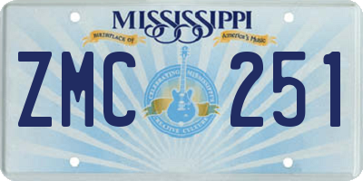 MS license plate ZMC251