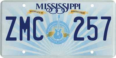MS license plate ZMC257