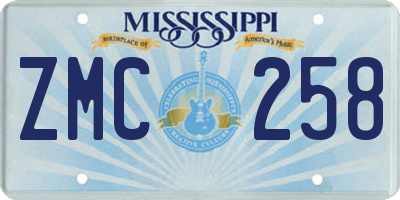 MS license plate ZMC258