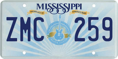 MS license plate ZMC259