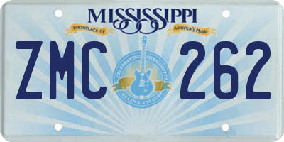 MS license plate ZMC262