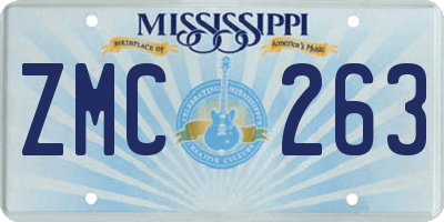 MS license plate ZMC263
