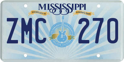 MS license plate ZMC270