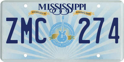 MS license plate ZMC274