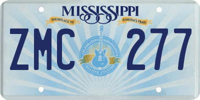 MS license plate ZMC277