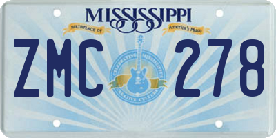 MS license plate ZMC278