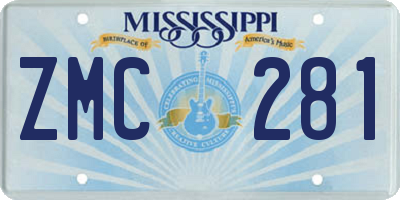 MS license plate ZMC281