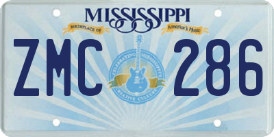 MS license plate ZMC286
