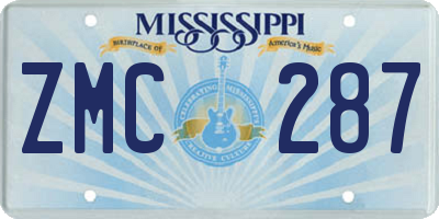 MS license plate ZMC287