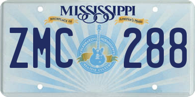 MS license plate ZMC288