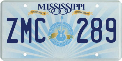 MS license plate ZMC289