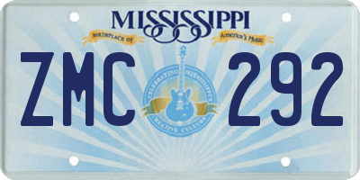 MS license plate ZMC292