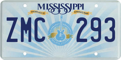MS license plate ZMC293
