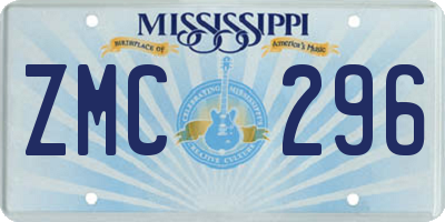 MS license plate ZMC296