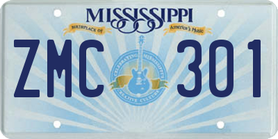 MS license plate ZMC301