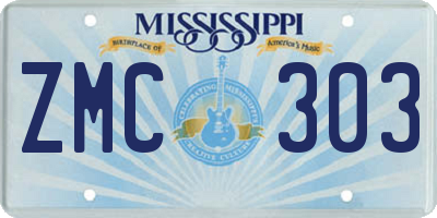 MS license plate ZMC303