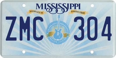 MS license plate ZMC304