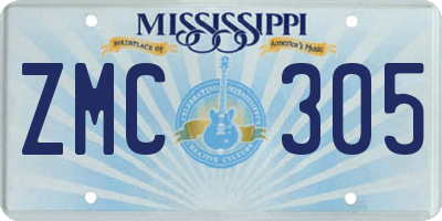 MS license plate ZMC305