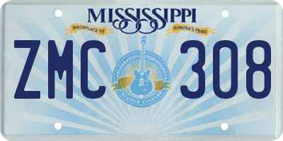 MS license plate ZMC308