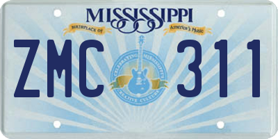 MS license plate ZMC311