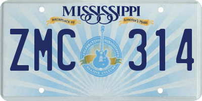 MS license plate ZMC314