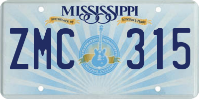 MS license plate ZMC315