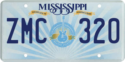 MS license plate ZMC320