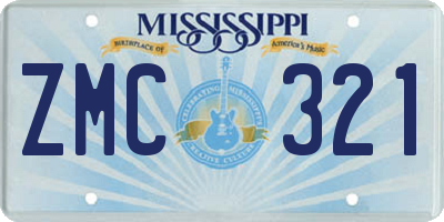 MS license plate ZMC321