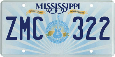 MS license plate ZMC322