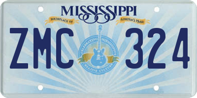 MS license plate ZMC324