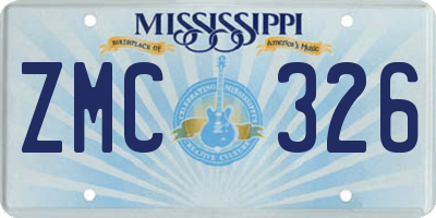 MS license plate ZMC326