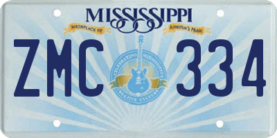 MS license plate ZMC334