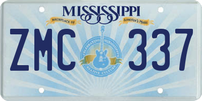 MS license plate ZMC337