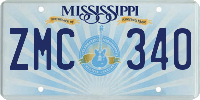MS license plate ZMC340