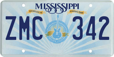 MS license plate ZMC342