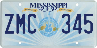 MS license plate ZMC345