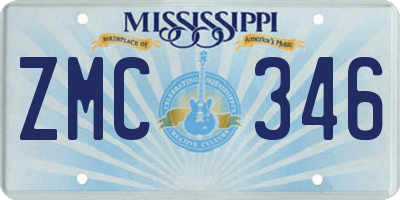 MS license plate ZMC346