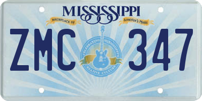 MS license plate ZMC347