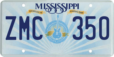 MS license plate ZMC350