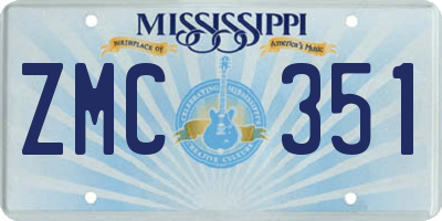 MS license plate ZMC351
