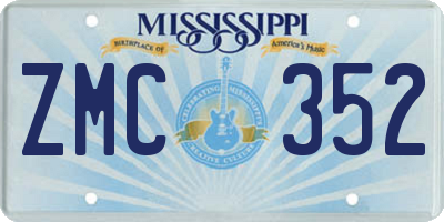 MS license plate ZMC352
