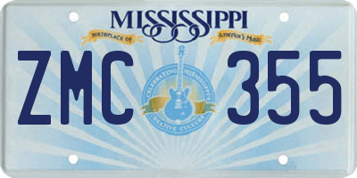 MS license plate ZMC355