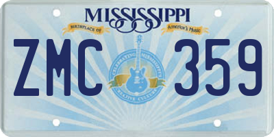 MS license plate ZMC359