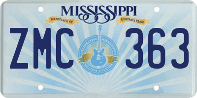 MS license plate ZMC363