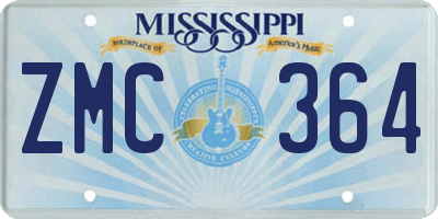 MS license plate ZMC364